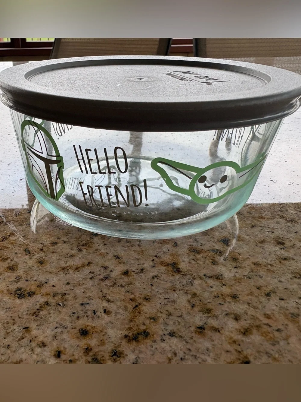 Pyrex Star Wars Hello Friend Glass Mixing Bowl with Gray Lid